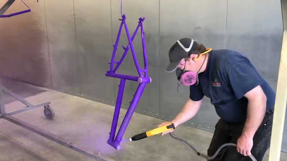 Powder coating bike frame